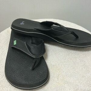 Sanuk Beer Cozy Flip Flop thong sandals coastal beach cruise men’s size 11 black